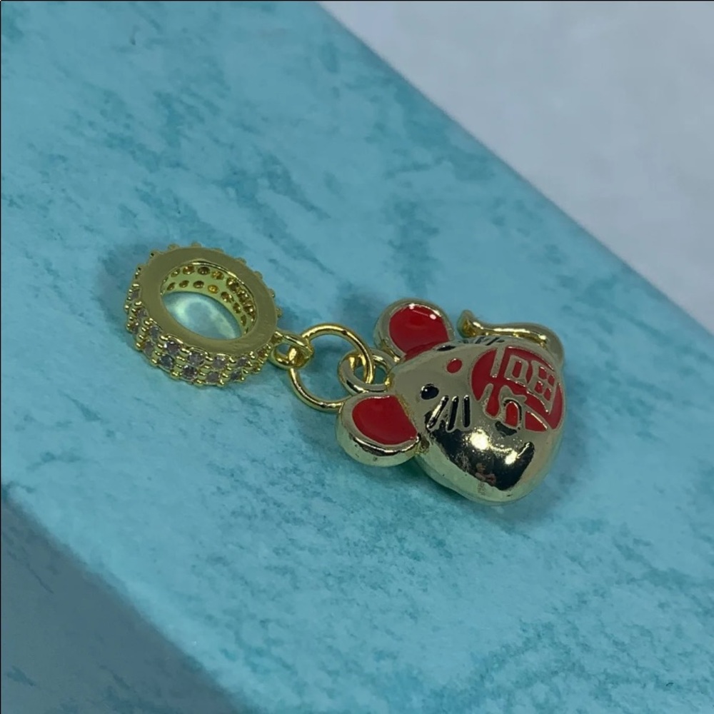Lucky chinese gold mouse european charm - Picture 5 of 5